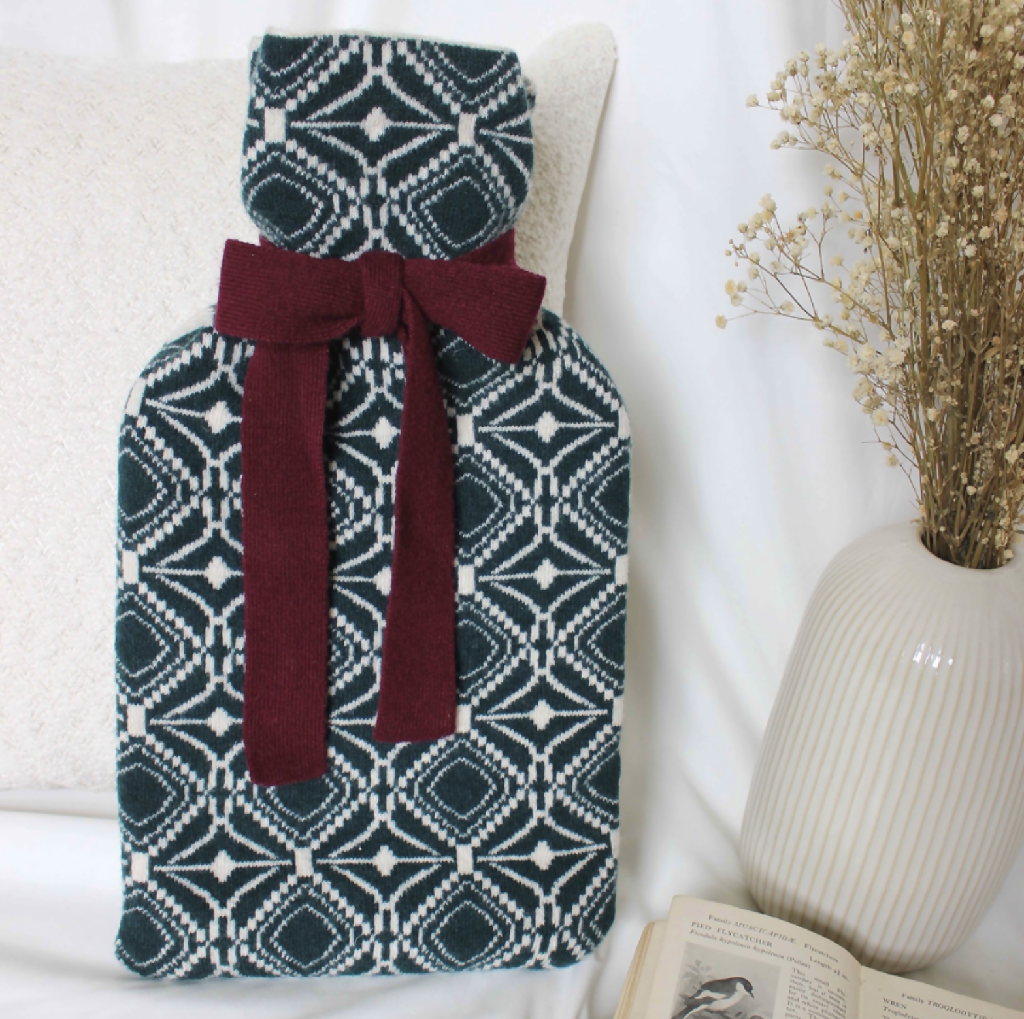 Reversible Merino Hot Water Bottle in Green