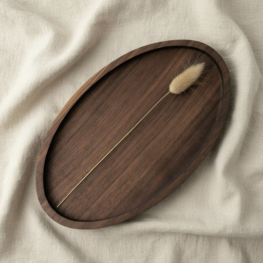 Oval Walnut Tray Elegant Trinket Dish