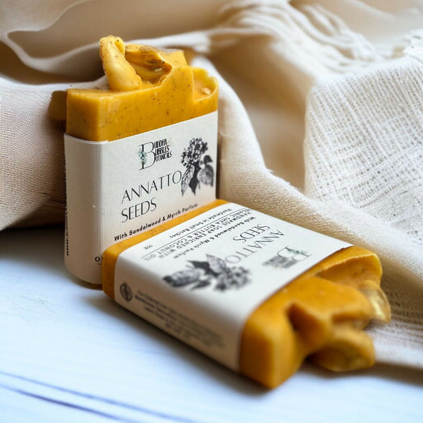 Soap Bar with Annatto Seeds and Sandalwood and Myrrh Parfum Small and Large Size
