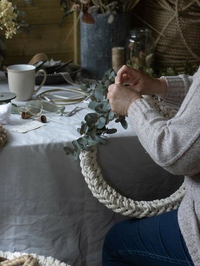 30cm White Cotton Christmas Wreath