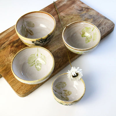 Stoneware Bowls in Leaf Design