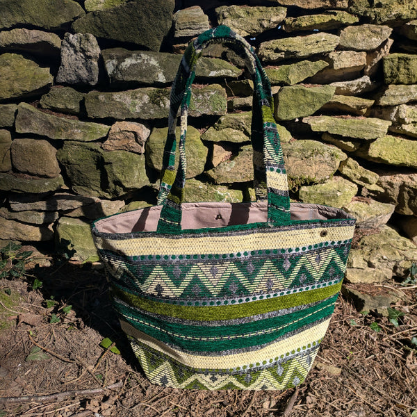 The Nador Small Expandable Fabric Tote in Green