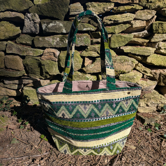 The Nador Small Expandable Fabric Tote in Green