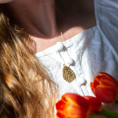 Gold Blackberry Leaf Necklace