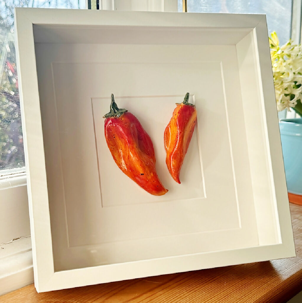 Ceramic Kitchen Wall Art: Orange and Red Peppers