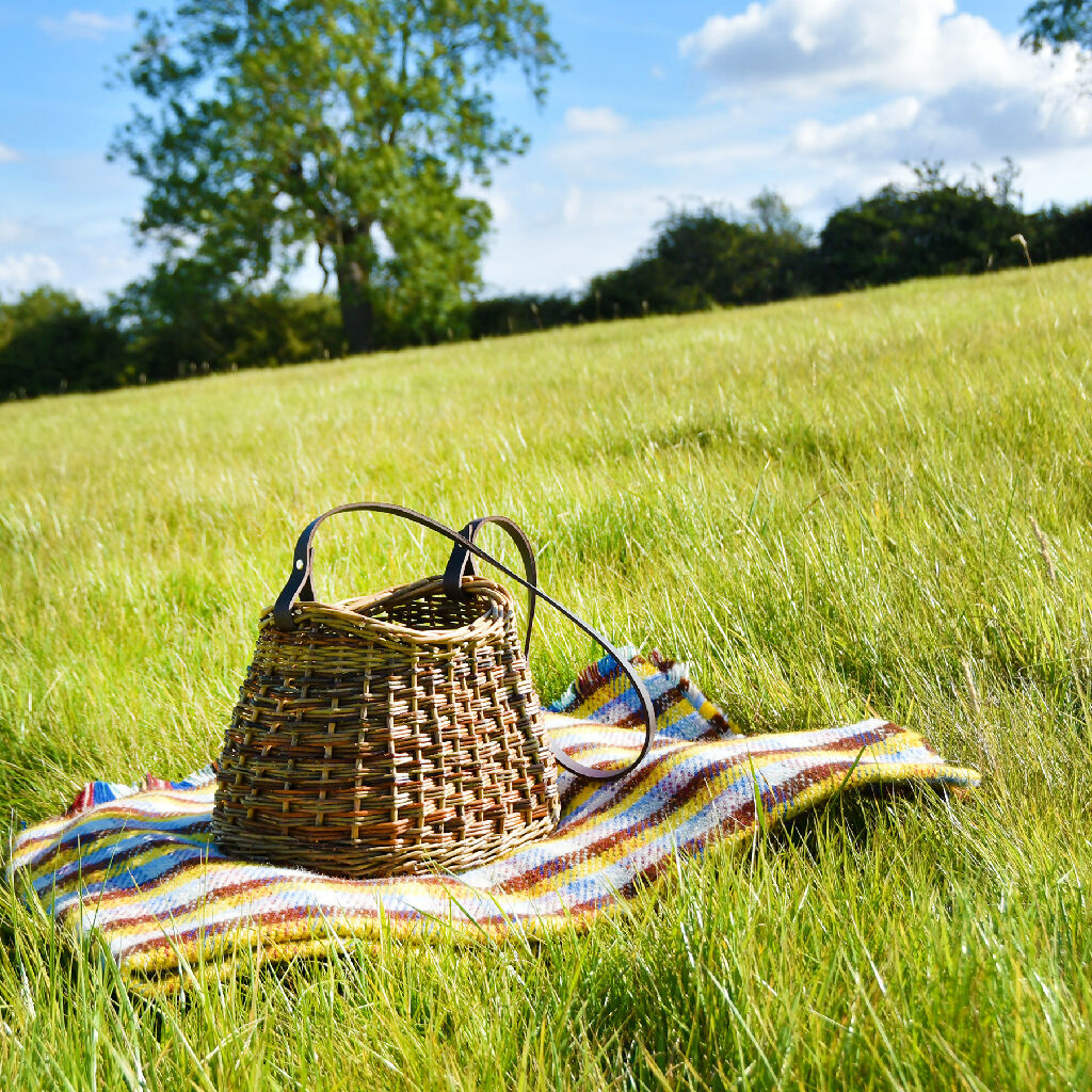 Oval Shoulder Basket with Long Leather Strap