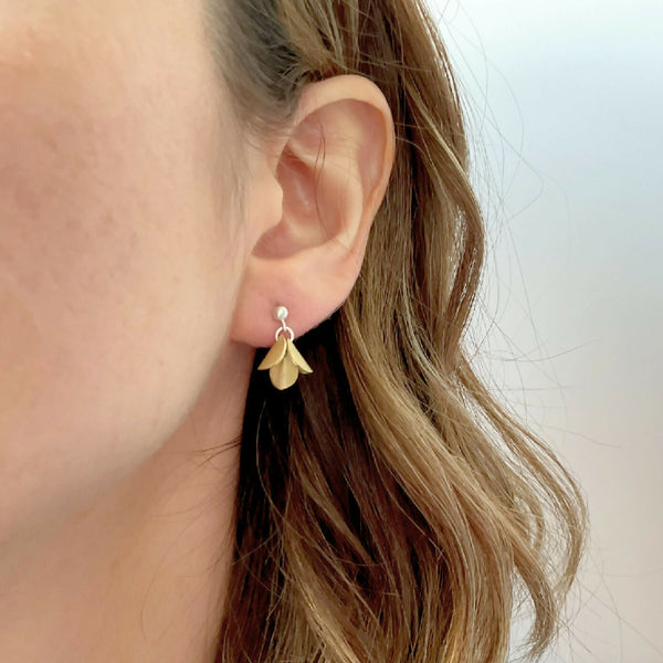 Silver & Brass Petals Stud Earrings