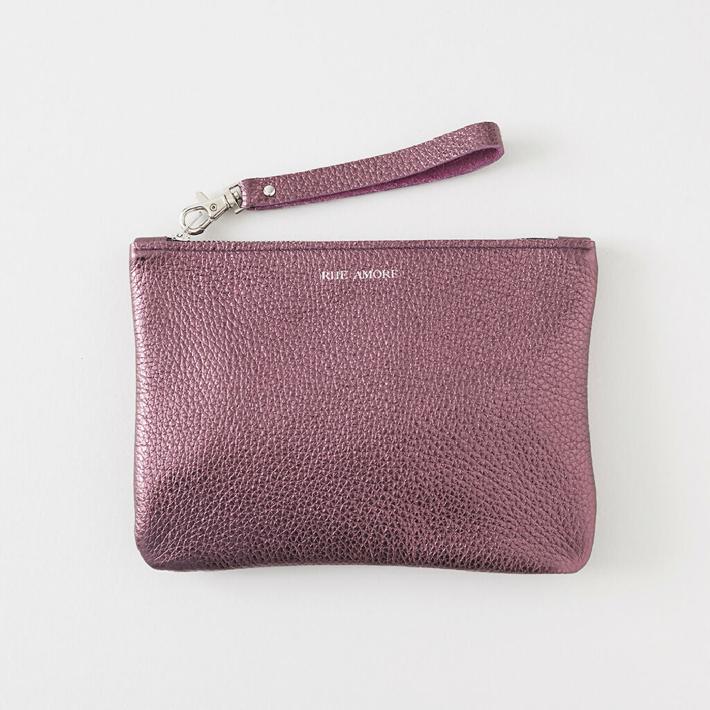 blackcurrant leather clutch bag - RHEAMORE - web