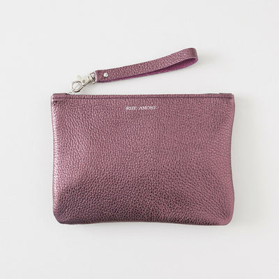 blackcurrant leather clutch bag - RHEAMORE - web