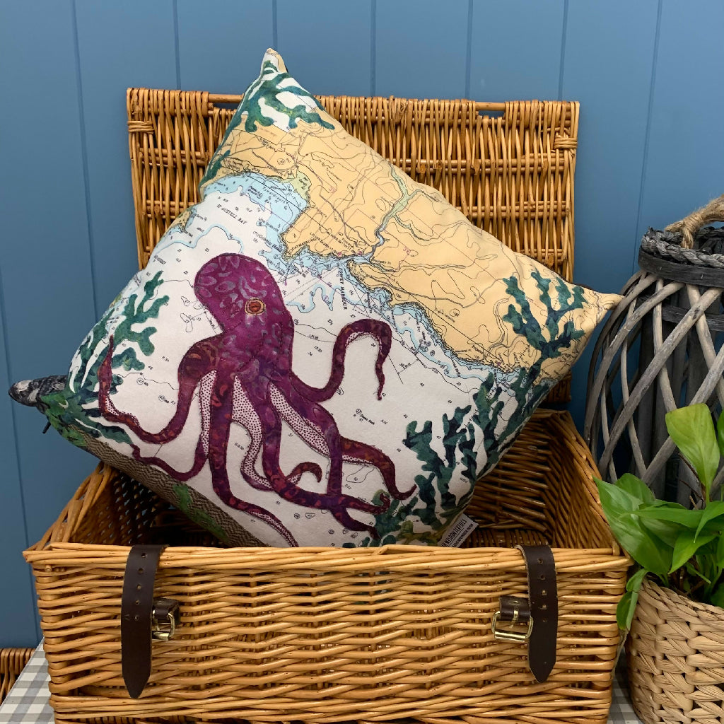 Octopus at Mevagissey Cornwall Faux Suede Cushion