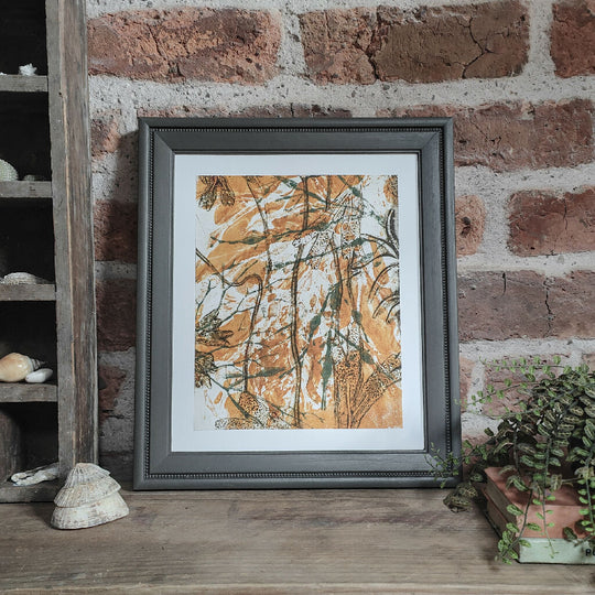 Seaweed Gelli Print Art Giclee Print in Ochre
