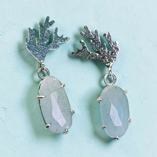 Aquamarine Flora Drop Earrings