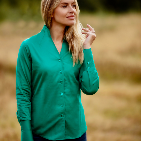 Cotton Chelsea Shirt In Peacock Green