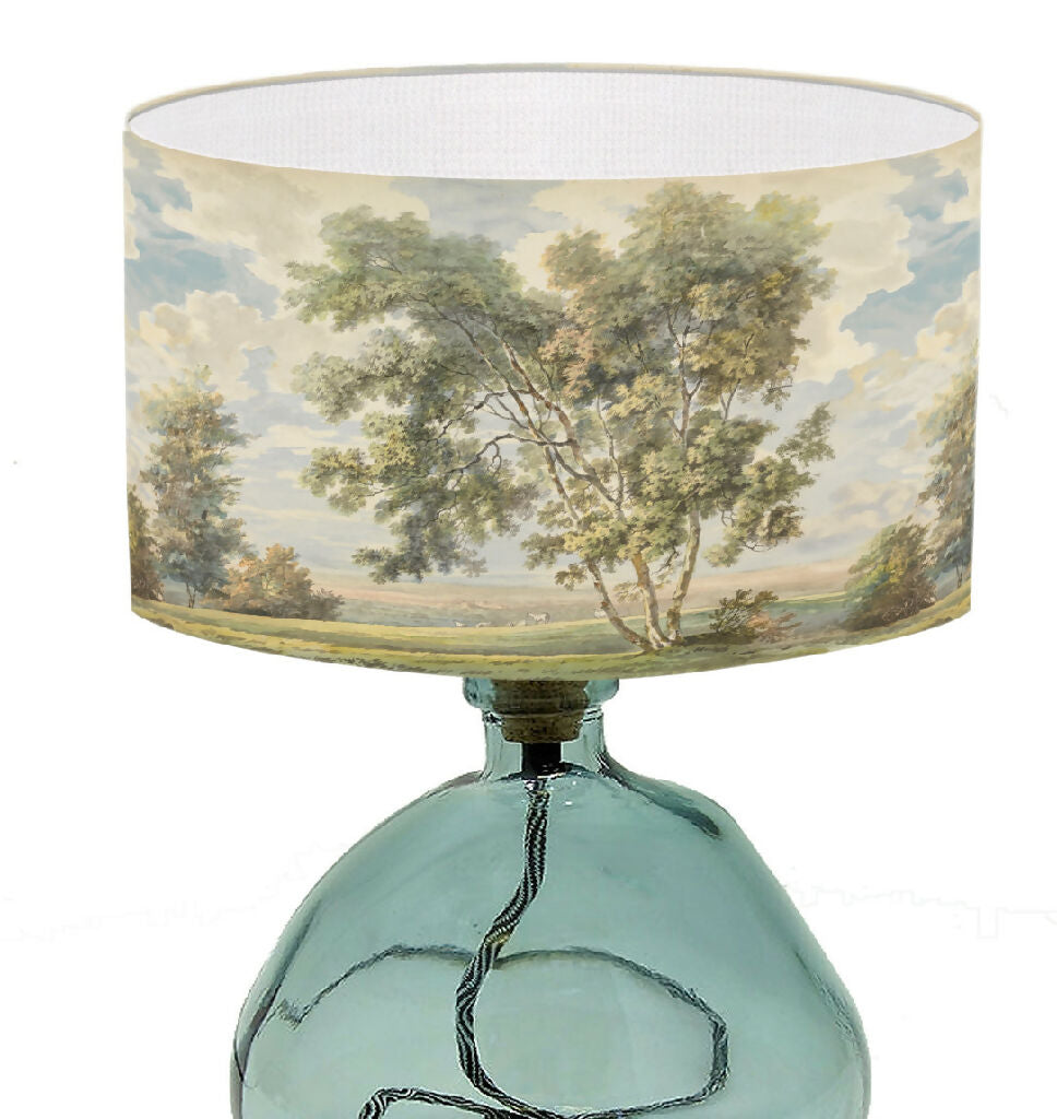 watercolor landscape painting lampshade period print