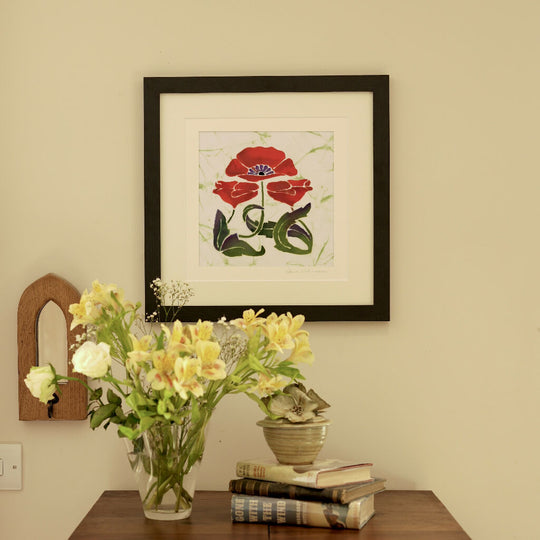 Wild Poppies Hand Dyed Batik Painting