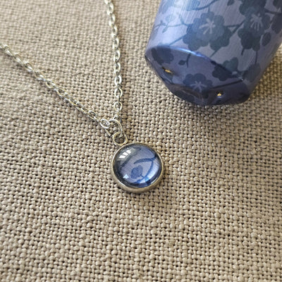 Upcycled Metal Pendant Necklace on Chain in Blue