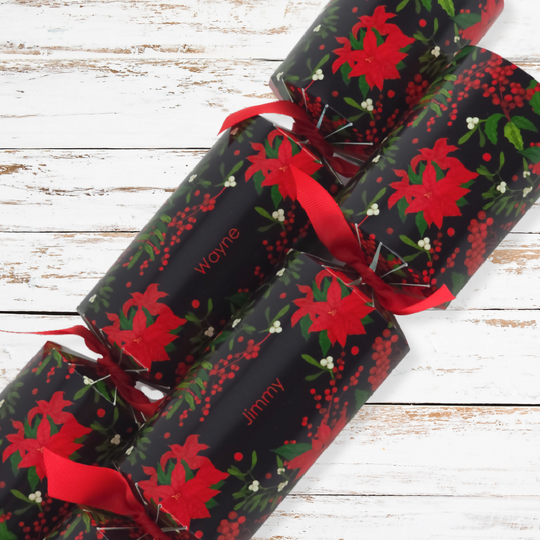 Personalised Cracker Making Kit | Christmas Poinsettia | Makes 4 or 6 Crackers