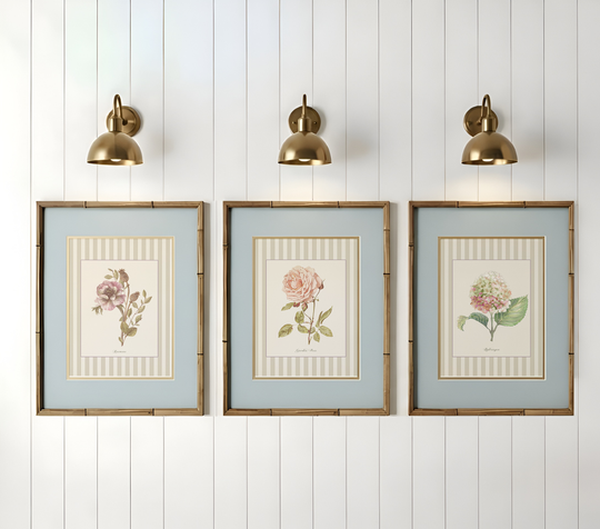 Set of 3 Vintage Watercolor Botanical Prints Floral Illustrations Wildflower Wall Art