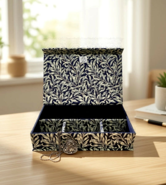 Handmade Black Willow Box | William Morris Fabric Organiser