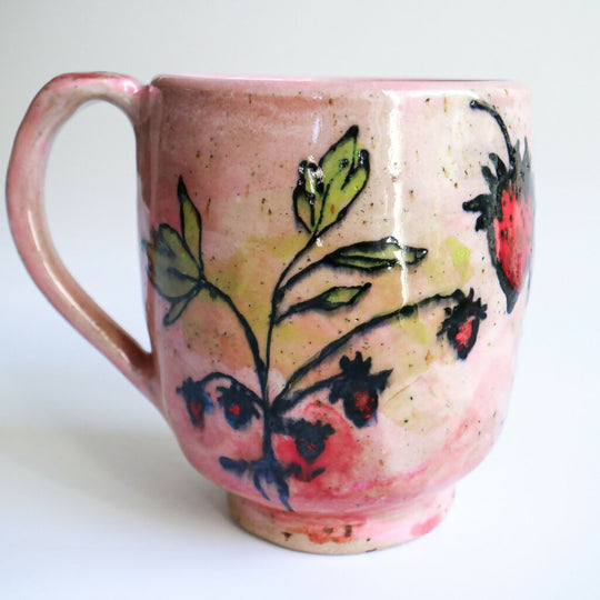 Handmade Ceramic Mug in Strawberry Design