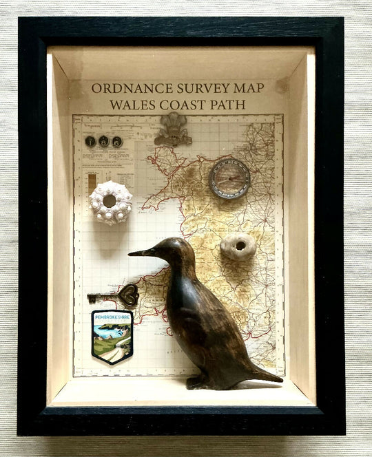 Shadow box of found objects