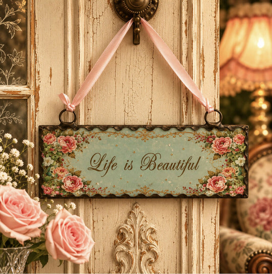 'Life is Beautiful' Hanging Vintage Friendship Token