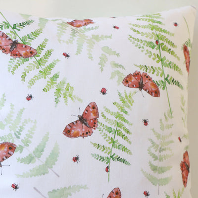 Butterfly and Fern Woodland Cushion