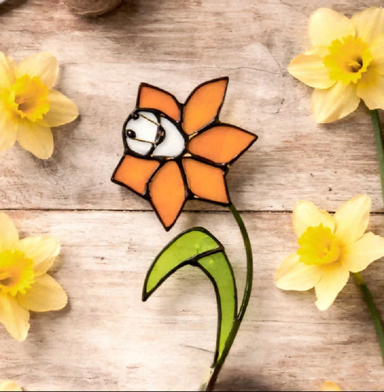 Handmade Stained Glass Daffodil – Tiffany Style Spring Flower