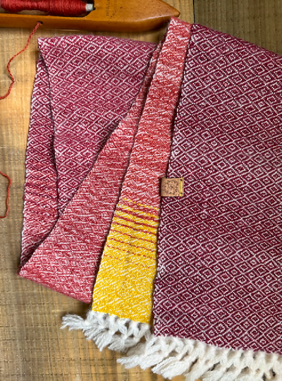 Graduating Sunset Scarf - Gold to Burgundy 13