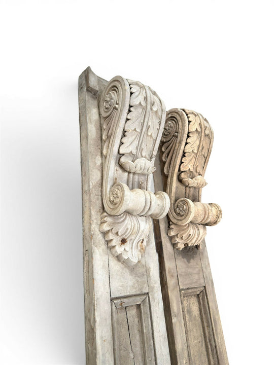 Pair of Victorian 19th Century Architectural Pilasters with Carved Corbels.