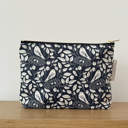 Bird in a Nest Cosmetic Bag in Midnight Blue