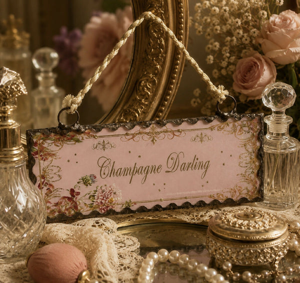 'Champagne Darling' Hanging Vintage Friendship Token