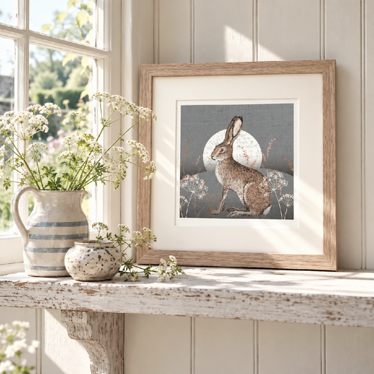 Moonlight Hare -Signed and mounted Giclée Art Print