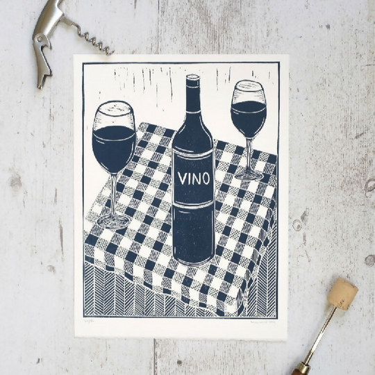 Vino Limited Edition Lino Print