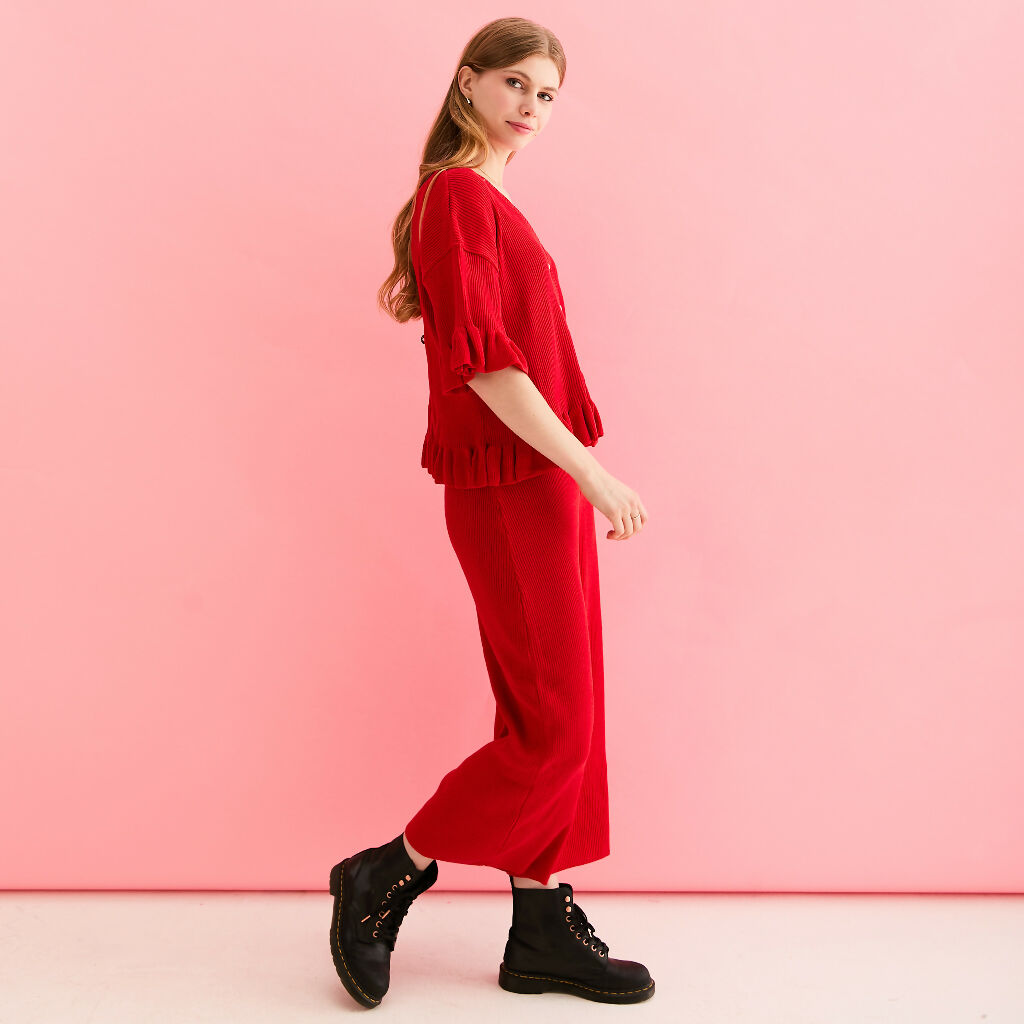 Marlow Cardigan and Martha Trouser_Red_S3