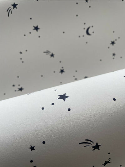 Moons&Stars Navy Wallpaper Close Up