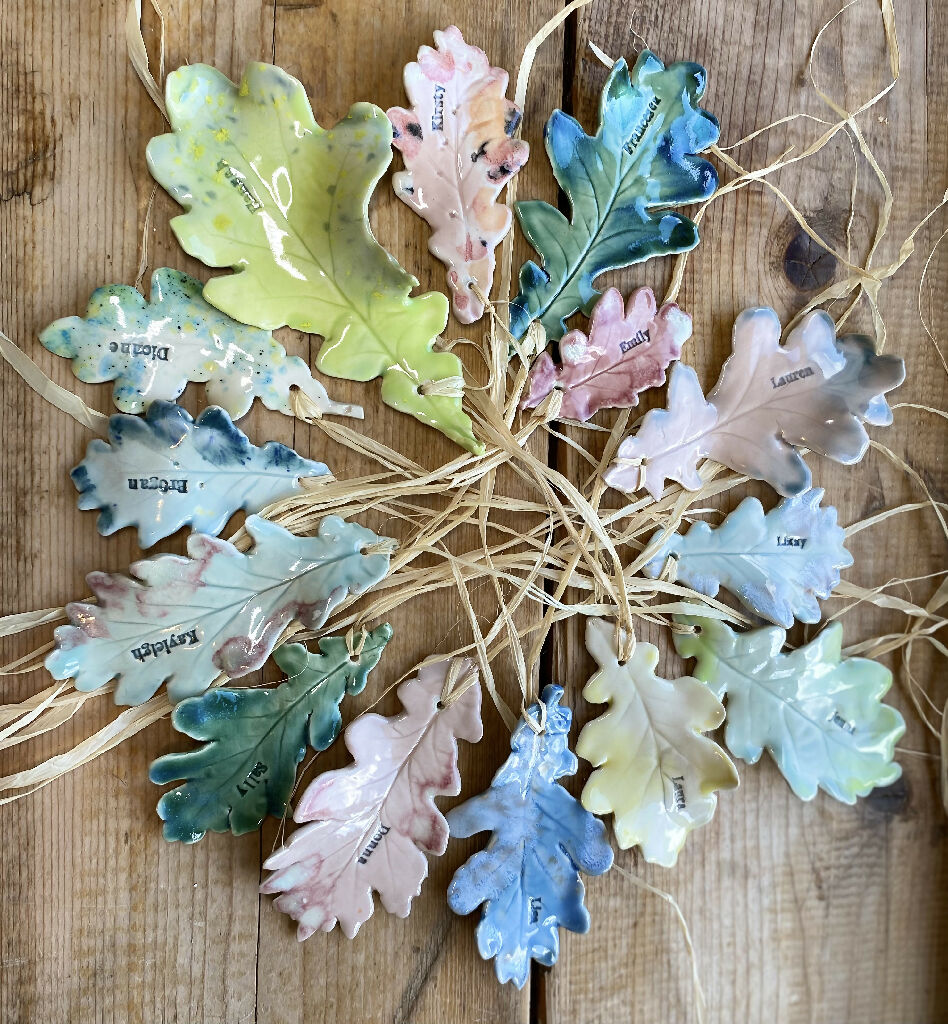 Oak leaf - Personalised Ceramic Place setting | Wedding favour | Dinner Gift MADE TO ORDER