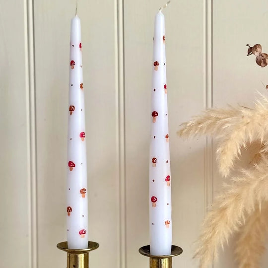 HAND PAINTED CANDLES - TOADSTOOLS