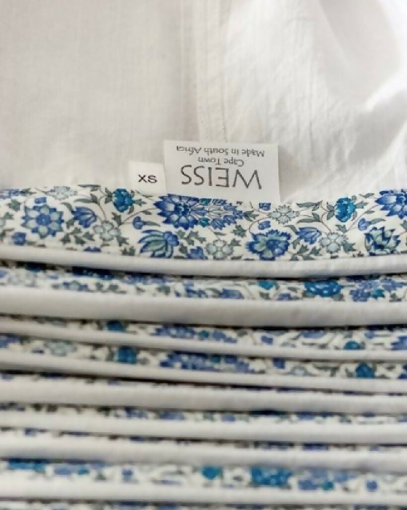 White Cotton Shirt with Liberty Print Trim