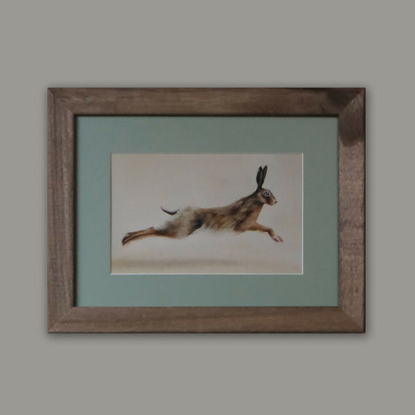 On the Run - Framed Giclée Hare Print