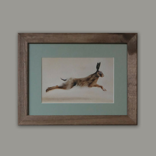 On the Run - Framed Giclée Hare Print