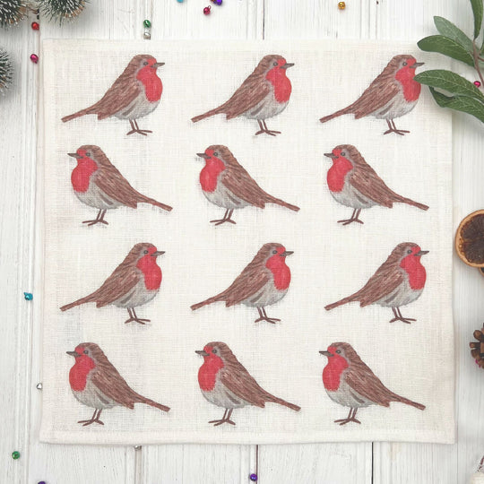 Christmas Linen Napkins - Red Robins Designs