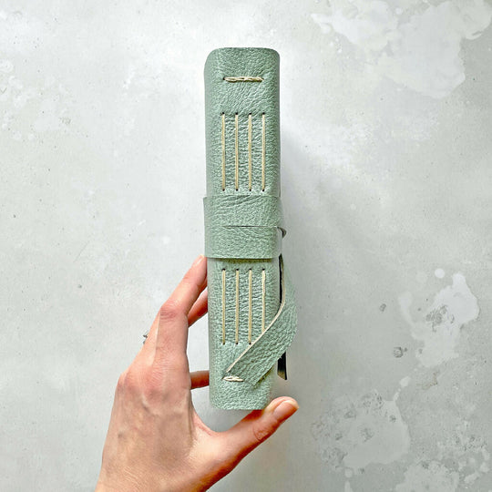 A5 Leather Notebook: Duck Egg and Natural