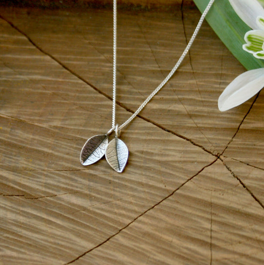 Silver Twin Leaf Necklace