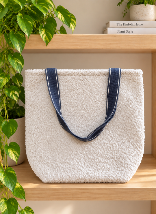 Eco-Friendly White Sherpa Tote Bag – Handmade & Stylish