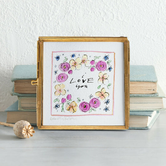 'I Love You' Romantic Petite Original Framed Art