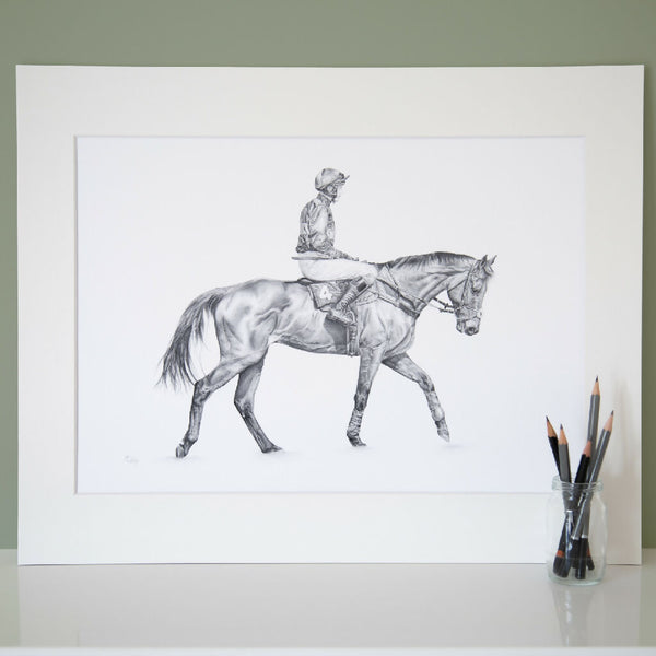 In the Paddock| Signed limited edition print| Monochrome graphite pencil