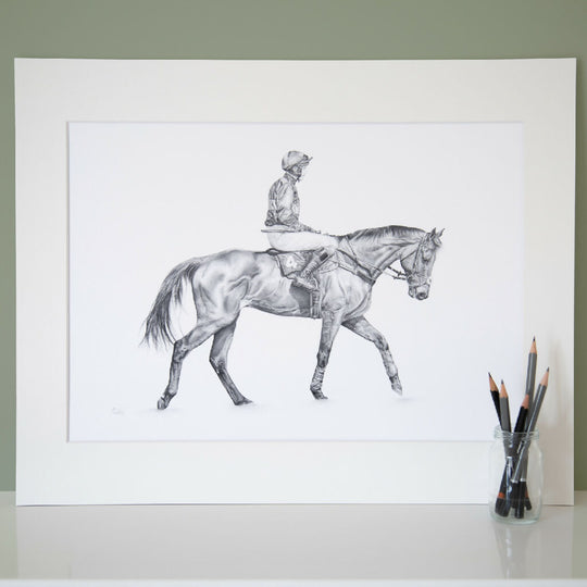 In the Paddock| Signed limited edition print| Monochrome graphite pencil