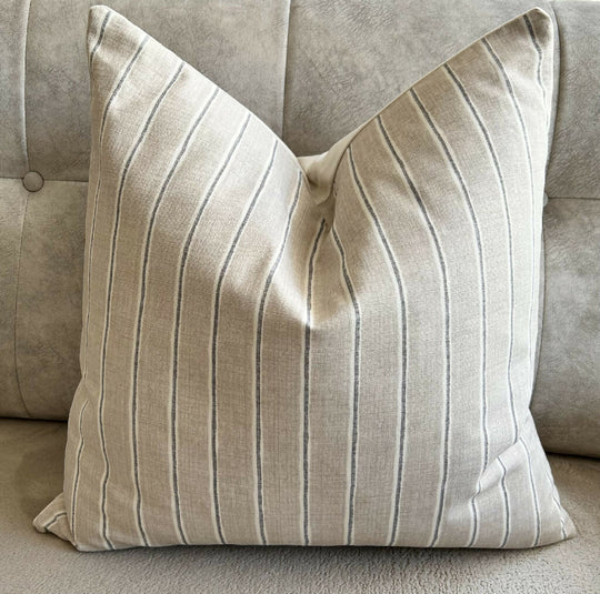 Rowing Stripe & Cream Velvet-Backed Cushion