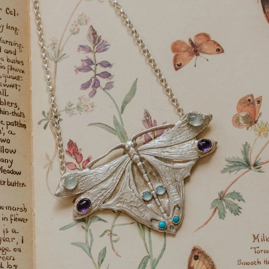 Silver Luna Moth Necklace